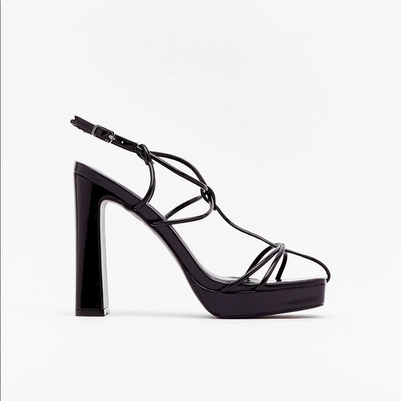 Brand New Black Strappy Platform Heels - Picture 2 of 7